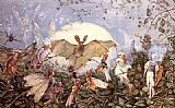 Bates Paintings - Fairy Hordes Attacking A Bat by John Anster Fitzgerald